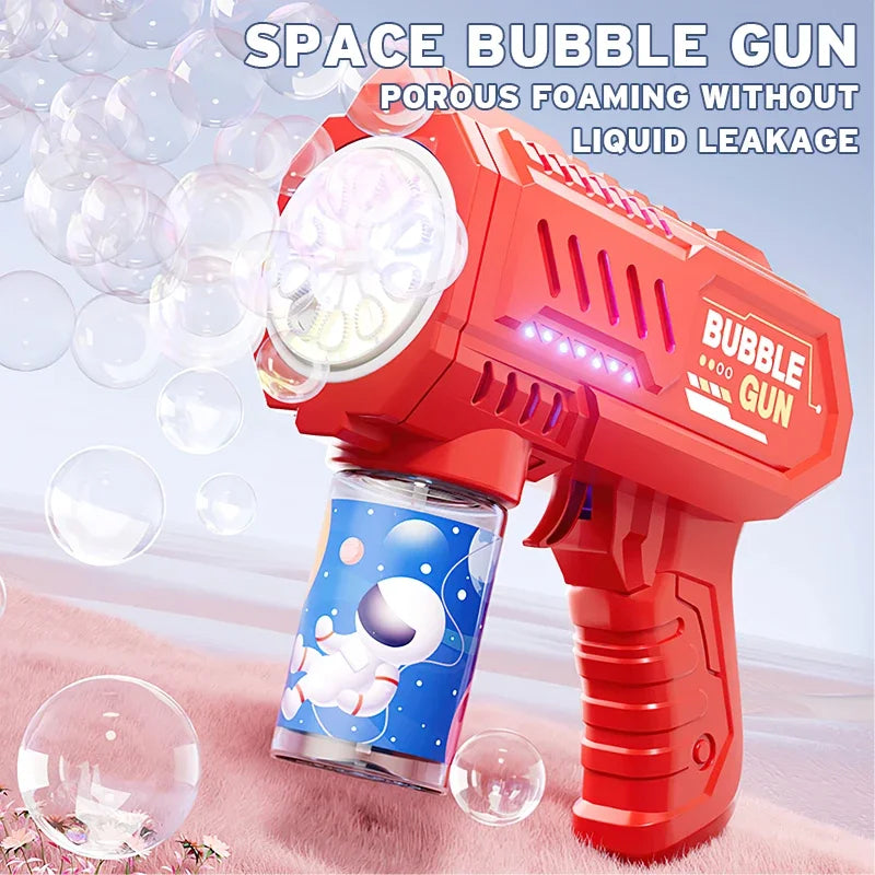 Fully Automatic Bubble Gun Rocket Bubbles Machine Automatic Blower with Bubble Liquid Toy