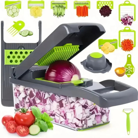Multifunctional Vegetable Chopper Handle Food Grate Food Chopper Vegetable Slicer Dicer Cut 14/16 in 1