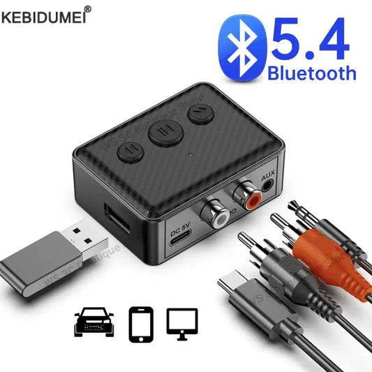 Bluetooth 5.4 Audio Receiver RCA 3.5mm AUX USB Wireless Adapter With MIC Support U-Disk Play For Car Kit Speaker Amplifier