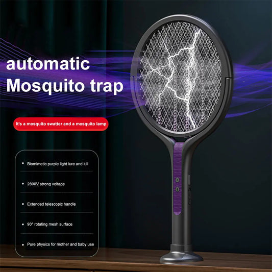 Rotating Head Mosquito Swatter Rechargeable Fly Zapper 2 in 1 Fly Killer and Mosquito Trap Lamp for Home Indoor Outdoor