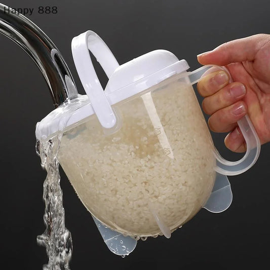 Rice Strainer With Handle – Multifunctional Rice Washing Bowl With Lid