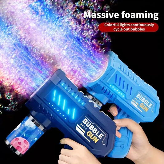 Fully Automatic Bubble Gun Rocket Bubbles Machine Automatic Blower with Bubble Liquid Toy