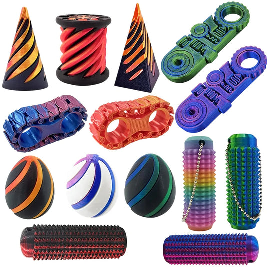 3D Printed Screw Rotating Toys Stress Relief Sensory Toys Pyramid Passthrough Sculpture Spiral Cone Fidget Toys for Kids Adult