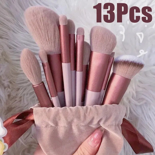 13 PCS Makeup Brushes Set Eye Shadow Foundation Women Cosmetic Brush Eyeshadow Blush Beauty Soft Tools Bag Makeup Brush Set