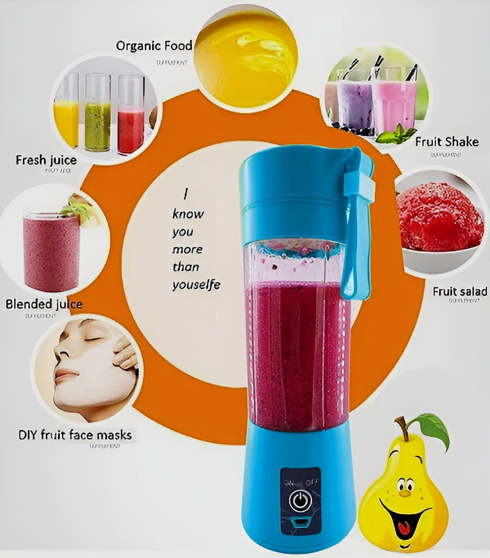 Portable Mini 6‑Blade Rechargeable Juicer Blender (380ml)