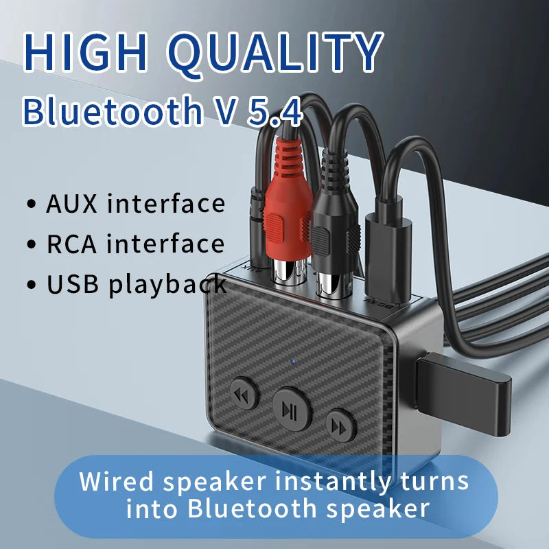 Bluetooth 5.4 Audio Receiver RCA 3.5mm AUX USB Wireless Adapter With MIC Support U-Disk Play For Car Kit Speaker Amplifier