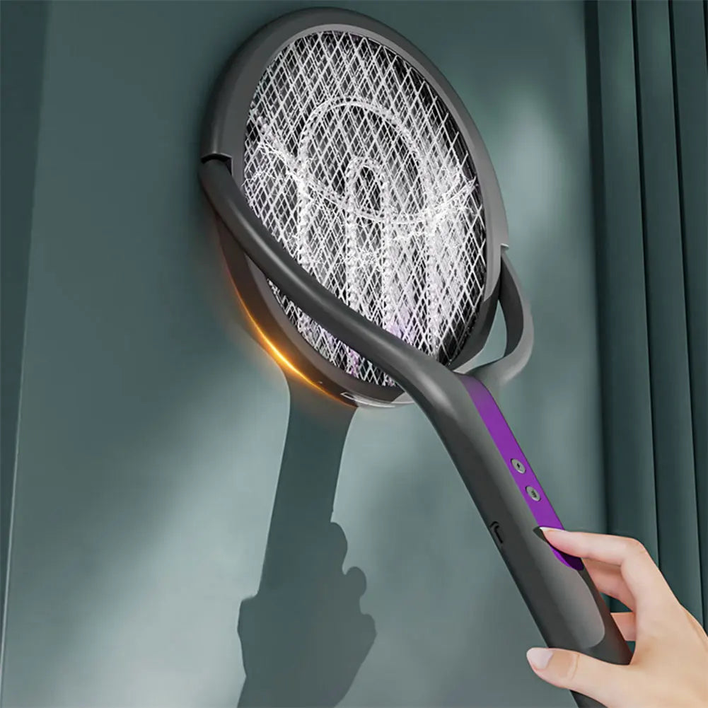 Rotating Head Mosquito Swatter Rechargeable Fly Zapper 2 in 1 Fly Killer and Mosquito Trap Lamp for Home Indoor Outdoor