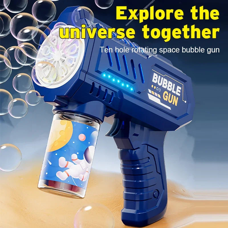 Fully Automatic Bubble Gun Rocket Bubbles Machine Automatic Blower with Bubble Liquid Toy