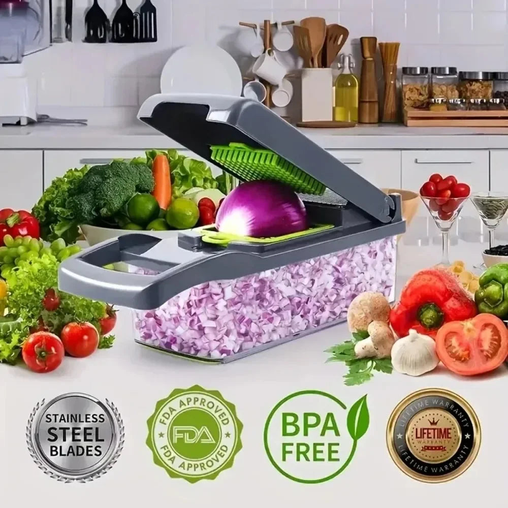 Multifunctional Vegetable Chopper Handle Food Grate Food Chopper Vegetable Slicer Dicer Cut 14/16 in 1