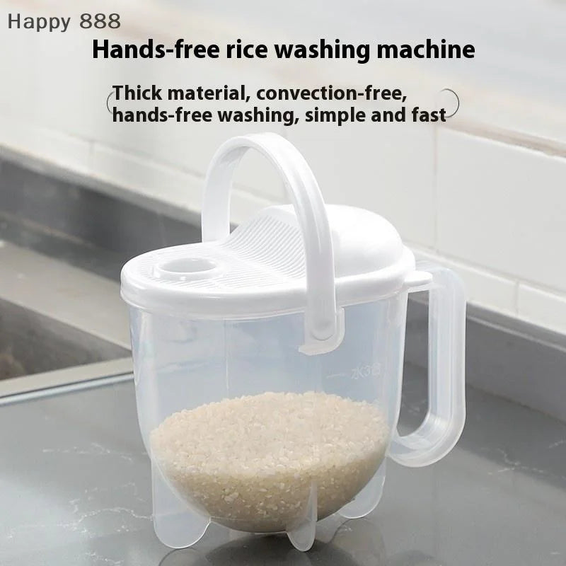 Rice Strainer With Handle – Multifunctional Rice Washing Bowl With Lid