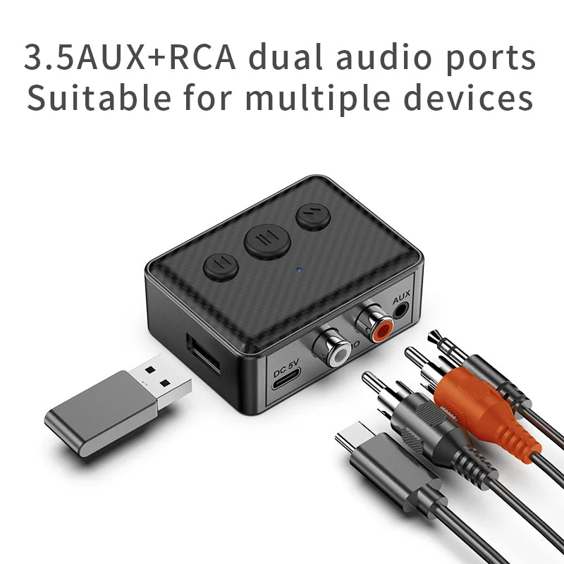 Bluetooth 5.4 Audio Receiver RCA 3.5mm AUX USB Wireless Adapter With MIC Support U-Disk Play For Car Kit Speaker Amplifier