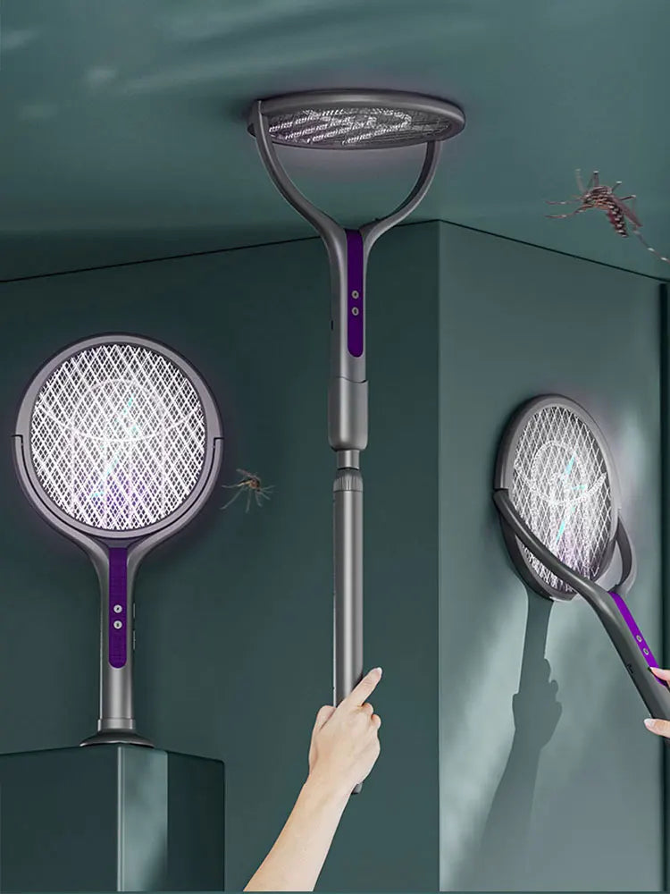 Rotating Head Mosquito Swatter Rechargeable Fly Zapper 2 in 1 Fly Killer and Mosquito Trap Lamp for Home Indoor Outdoor