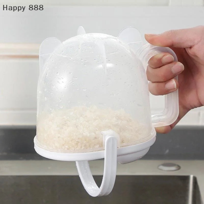 Rice Strainer With Handle – Multifunctional Rice Washing Bowl With Lid