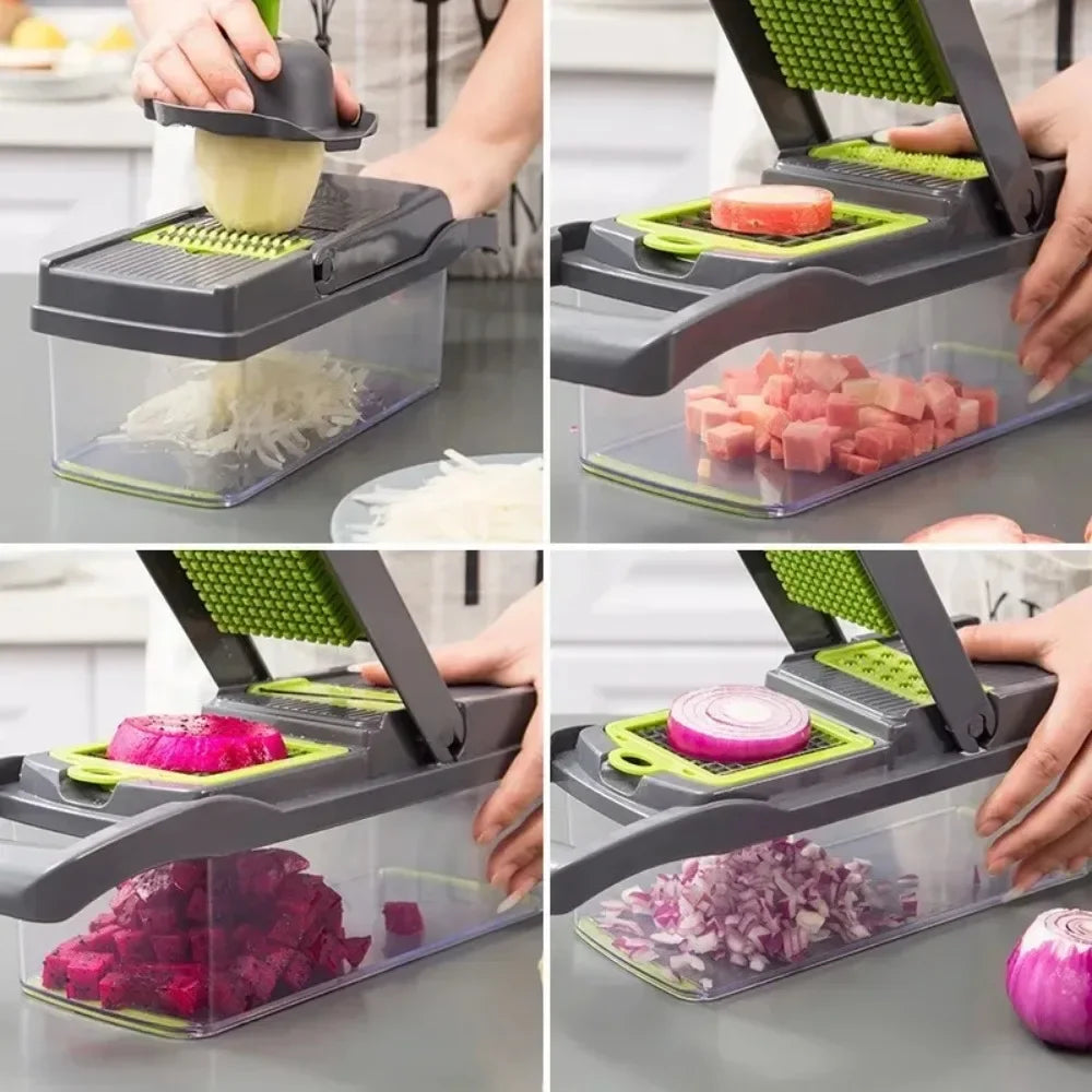 Multifunctional Vegetable Chopper Handle Food Grate Food Chopper Vegetable Slicer Dicer Cut 14/16 in 1